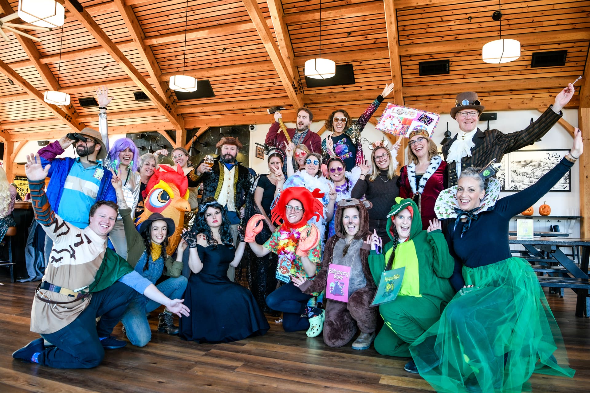 team dressed up in halloween costumes