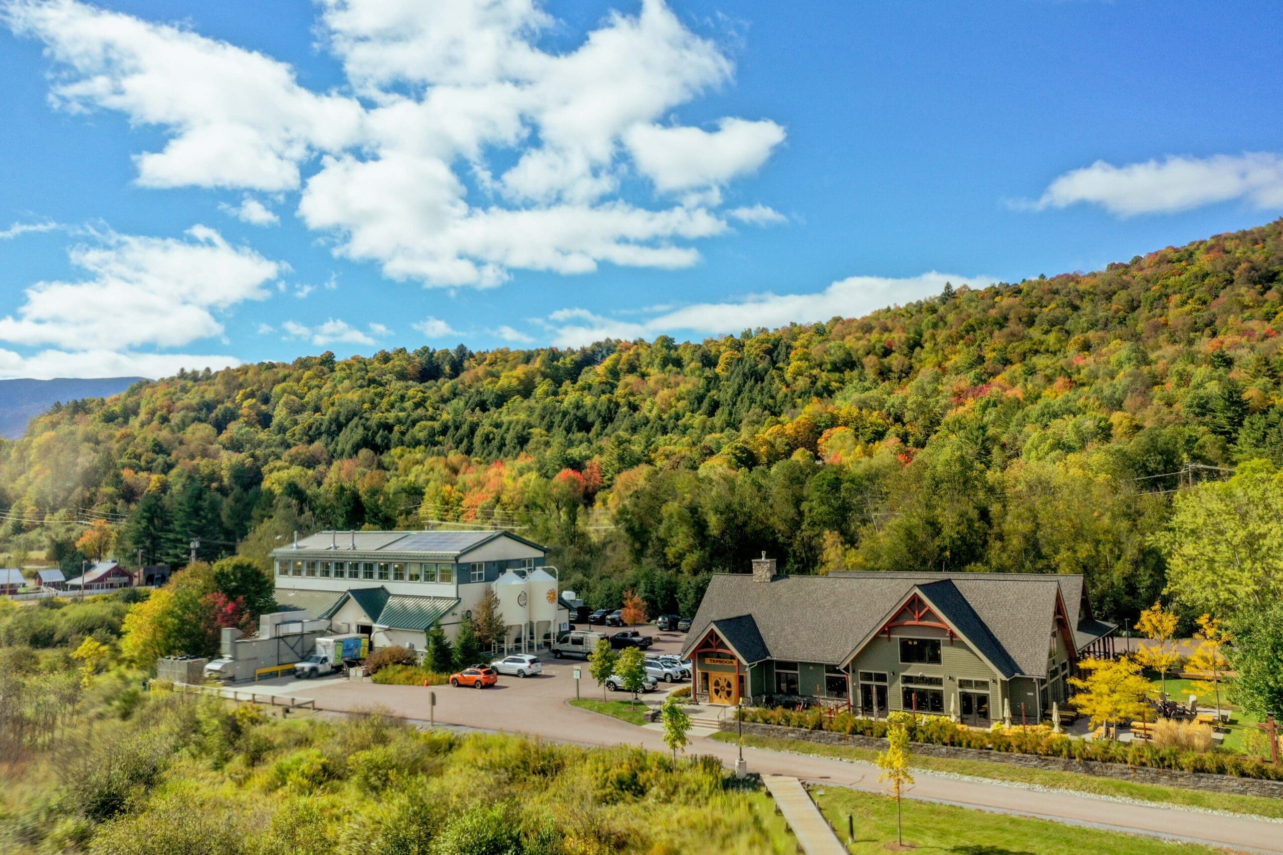 Taproom and Brewery during the fall foliage season.