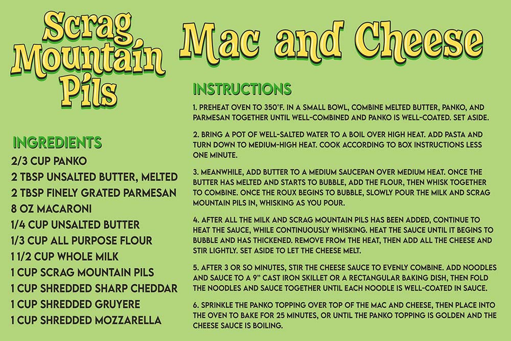 Scrag Mountain Pils Mac & Cheese