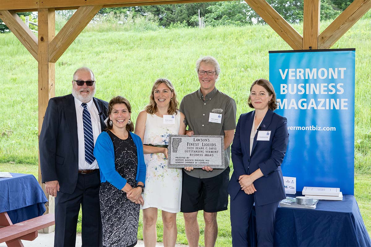 Lawson’s Finest Liquids receives the 2020 Deane C. Davis Outstanding Vermont Business award from Vermont Business Magazine and Vermont Chamber of Commerce.